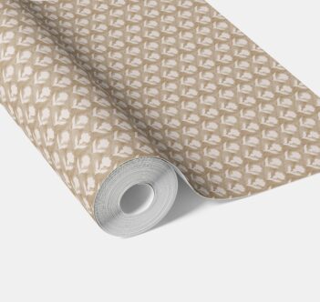 'Laurel' Neutral Small Floral Block Print Wallpaper (Beige/ White)